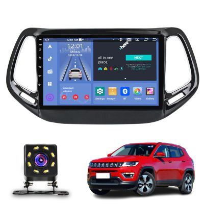 10.1 inch Multifunctional Car Screen for Jeep Compass 2016-2018, Android Car Radio Stereo, Touch Screen Auto Navigation System with Carplay GPS WiFi Bluetooth FM Mirror Link(Size:Octa Core 4+64G)