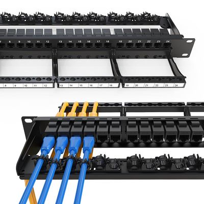 Enmane 24 Port CAT6a Keystone Patch Panel with Smart Cable Management for 19 inch Rack Mount
