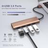 ANYPLUS USB Hub, USB 3.0 Hub Aluminum Alloy Ultra Slim USB Splitter, Portable 4 Port USB Extender, USB Hub for Laptop, PC, MacBook, iMac, Surface Pro, Mac Pro, Flash Drive, XPSBrown view 2