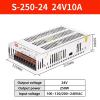 Switching Power Supply S-25/35/50/60/100/120/150/200/350W to 12V 24V Switching Power Supply(S-250-24 24V 10A) view 2