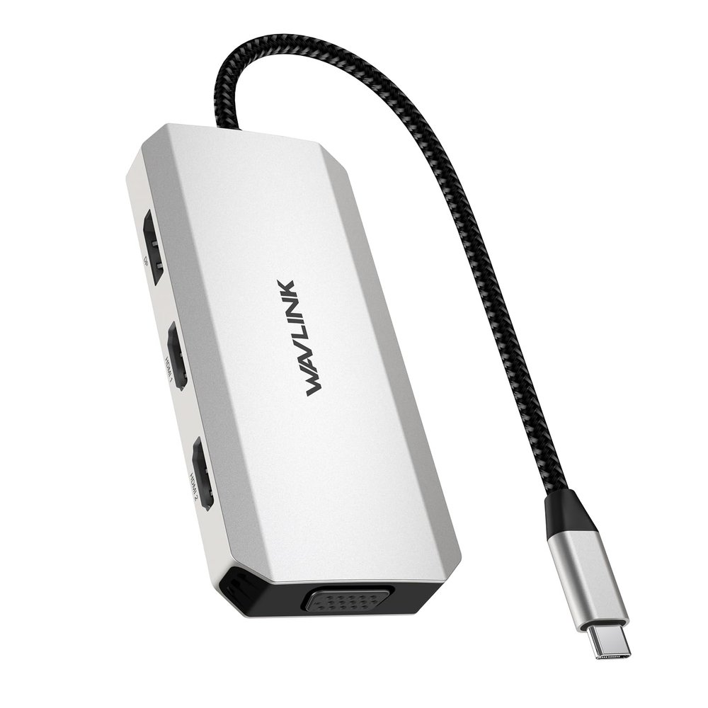 USB C to Dual HDMI Adapter 4K@60hz, 7-in-1 USB-C Laptop Docking Station with 2xHDMI 1xDisplayport VGA, USB Type C HDMI Splitter Extend 4 Display, 3xUSB 2.0, Multiple Monitor Hub for MacBook/Dell/HP