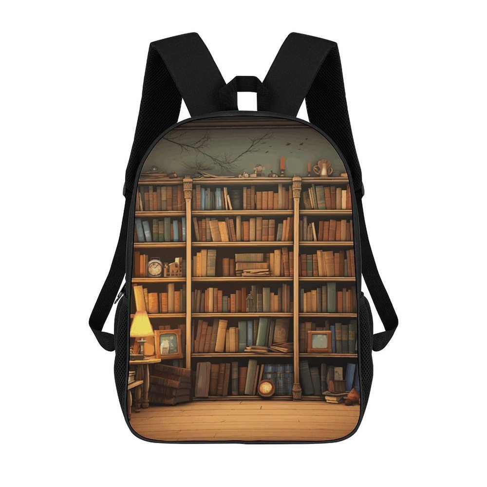 BTCOWZRV Retro Bookshelf Laptop Backpack 17 Inch for Women Men Travel Backpacks for Women Men Laptop Bag Fashion Casual Daypack