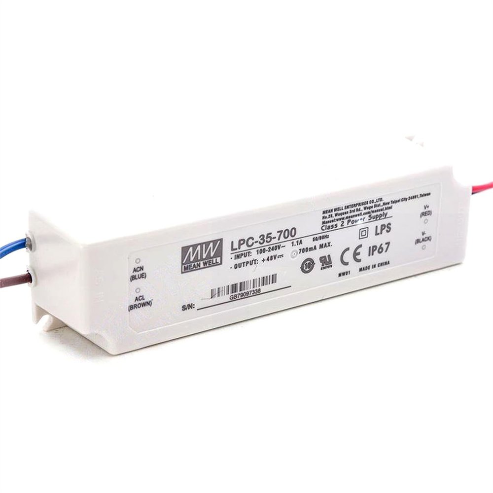 FerroFab LPC-35-700 LED Driver, 35W Single Output Waterproof Power Supply, 9~48V DC, Constant Current Mode, IP67