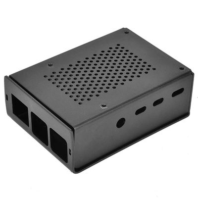 4 Model B Black Aluminum Case Enclosure Dense Cooling Holes Open Design with 2 Housing 8 Screw 2 Bracket (Black)