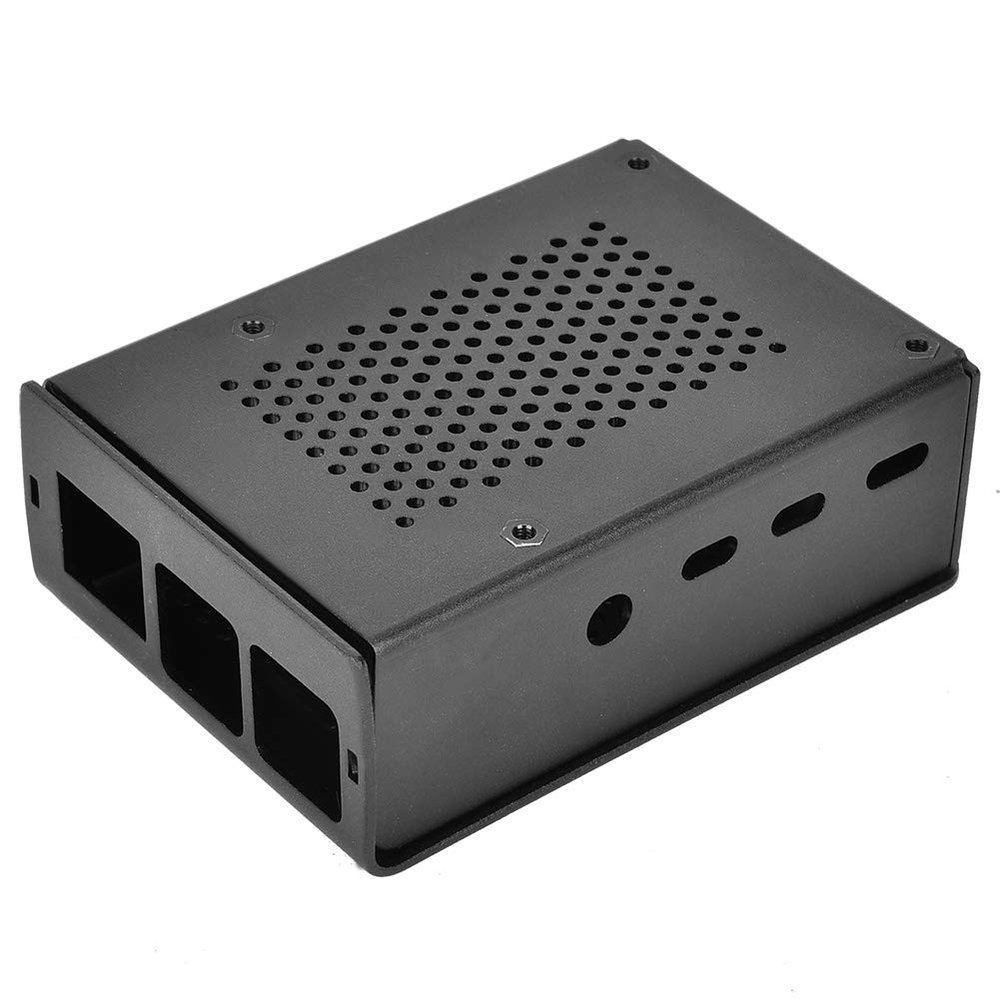 4 Model B Black Aluminum Case Enclosure Dense Cooling Holes Open Design with 2 Housing 8 Screw 2 Bracket (Black)