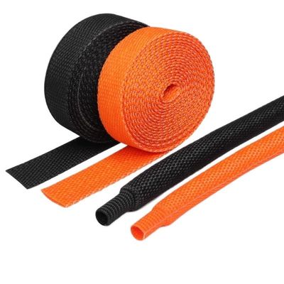 Heat Shrink Braided Cable Sleeve 6~100mm Insulation Flam Retardant Wire Wrap Sheath Protection PET Auto Line Organizer(Black,Inner Diameter 25MM_5 Meters)