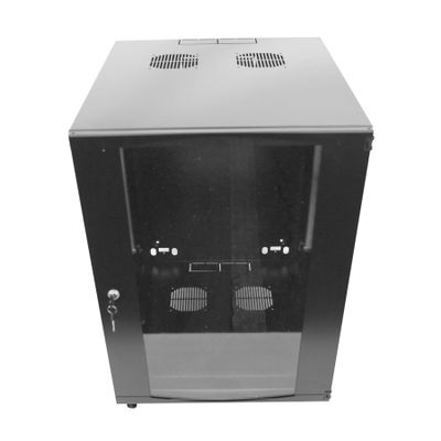 15U Server Cabinet Wall Mount Rack Enclosure with Caster Wheels 2 Server Fans Locking Glass Door Removable Side Panels 19" Network Cabinet 15-18.5" Installation Depth Heavy-Duty Frame (32INCH, 15U)