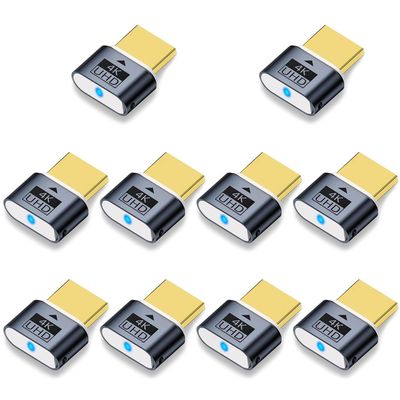 10 Pack 4K UHD HDR HDMI Dummy Plug, Virtual Monitor Emulator, Headless Display Adapter, EDID Emulator, Supports 4096x2160@60Hz, 3840x2160@60Hz, 1400x1050@60Hz for Windows, Mac, Linux  Plug & Play