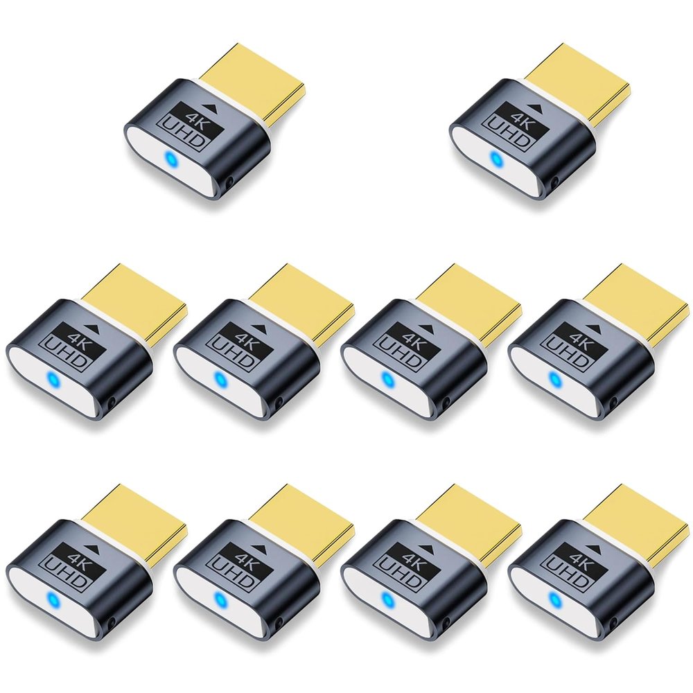 10 Pack 4K UHD HDR HDMI Dummy Plug, Virtual Monitor Emulator, Headless Display Adapter, EDID Emulator, Supports 4096x2160@60Hz, 3840x2160@60Hz, 1400x1050@60Hz for Windows, Mac, Linux  Plug & Play