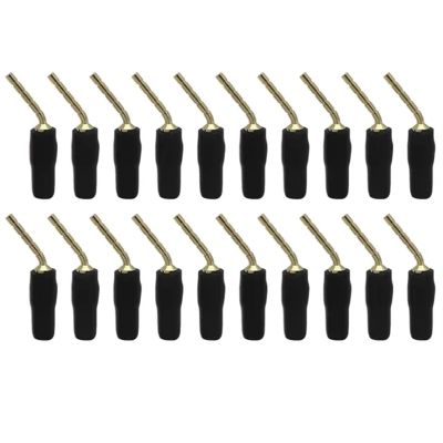 20PCS/Set Banana Bend Pin Plug Connector 2mm Wire Cable Banana Screw Sock Speaker Audio Plug Adapter Red Black(20 Black)