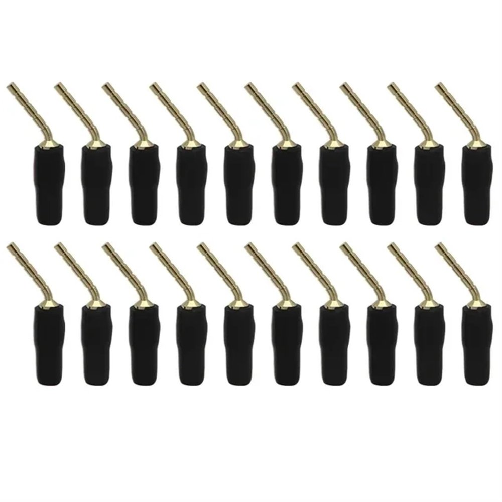 20PCS/Set Banana Bend Pin Plug Connector 2mm Wire Cable Banana Screw Sock Speaker Audio Plug Adapter Red Black(20 Black)