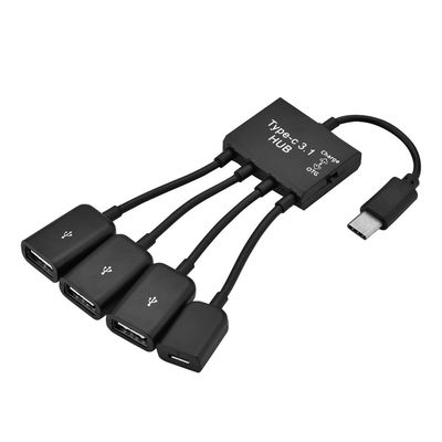 4 in 1 USB3.1 USB C Hub - 3-Port USB2.0,1 Port USB C Charging Port - Support OTG Function - Support Hot Swap, Plug and Play