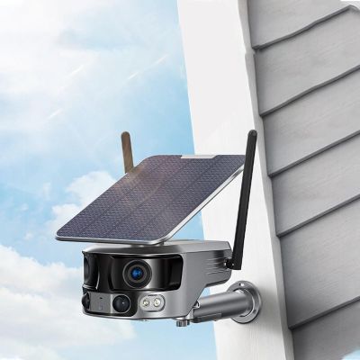 GOWENIC Outdoor Solar Security Camera, Dual Lens 4K 8MP Full Color Night, Motion Detection, 4G Network, 180 Video Screen, IP66 for Outdoor