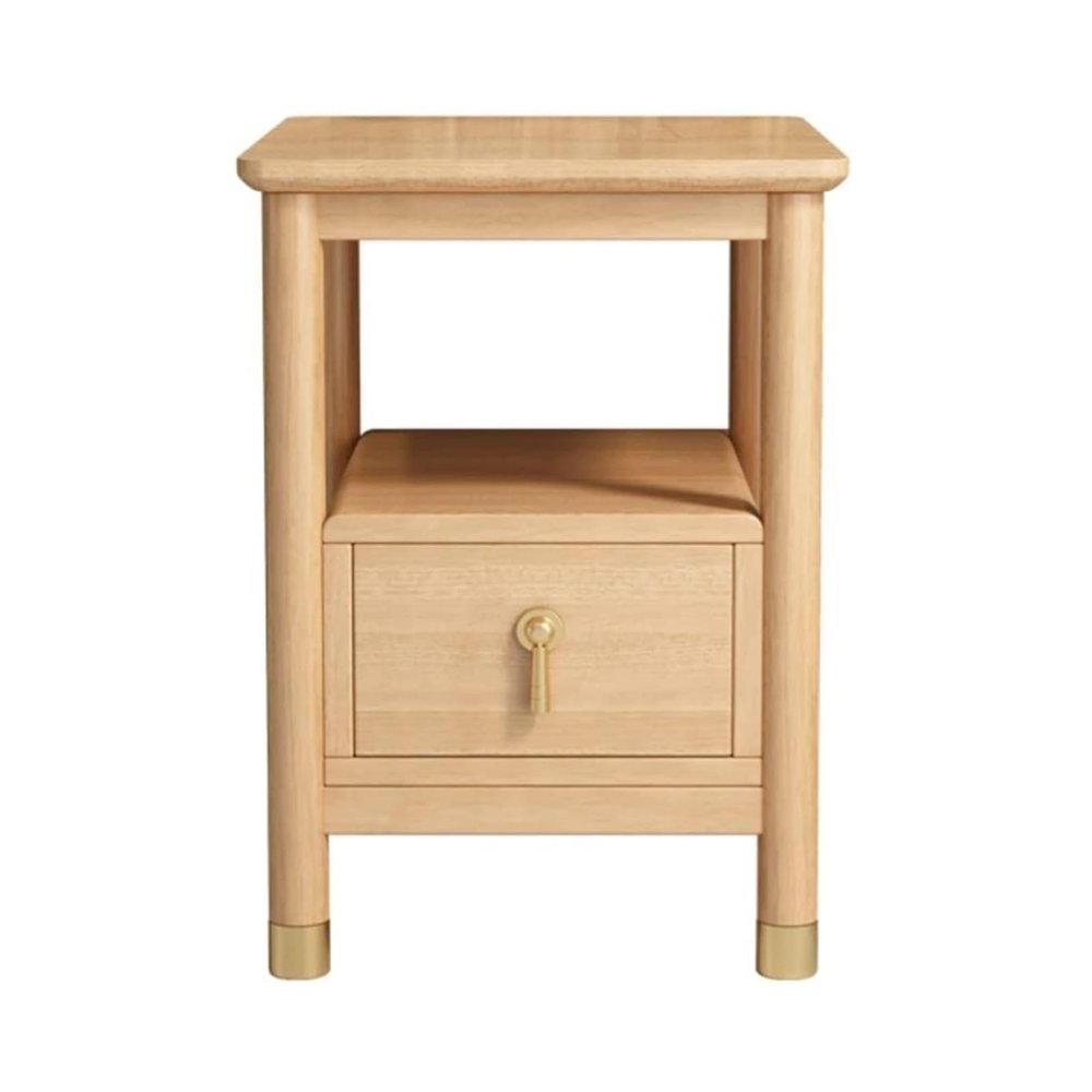 Bedside Tabl All Solid Wood Bedside Table Narrow Bedside Cabinet Modern Bedroom Standing Organizer Storage Drawer Bins Nightstand Living Room(Wood Color,35 * 40 * 50cm)