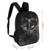 A Black Cat on A Black Background 17 Inch Backpack Lightweight Waterproof Travel Laptop Backpack Casual Daypack for Women Men view 2
