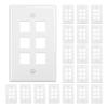 FGB 6-Port Keystone Wall Plate 20-Pack, Low-Profile Single Gang Wall Plates for RJ45, HDMI, and Coax Keystone Inserts, White view 1