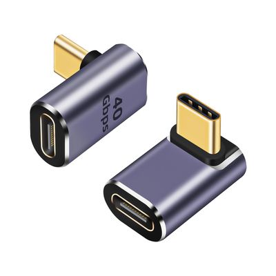 GHQXZT 90Right Angle USB-C Male to Female Adapter 2 Pack, 40Gbps USB Type C Thunderbolt 4/3 Extender for MacBook,iPad,Tablet,Phones (USB C 90 Degree Adapter)