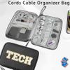 COSHAYSOO Electronics Bag Case Cable Cords Organizer Travel Essentials for Women College Teen Girls Vacation Dorm Accessories Preppy Personalized Gift (Large Black) view 3