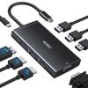 USB C Docking Station Dual Monitor Adapter for Dell HP, Laptop Docking Station 3 Monitors Quadruple Display USB C Hub Dongle to 4K HDMI+DisplayPort+VGA,3 USB2.0,100W PD, 8 in 1 Thunderbolt Dock view 1
