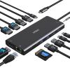 Dell HP USB C Docking Station - Dual/3 Monitor Triple Display, 2X HDMI 4K, DP, Ethernet, 6 USB, PD, SD/TF, Audio, Adapter 14 in 1 for Lenovo view 1