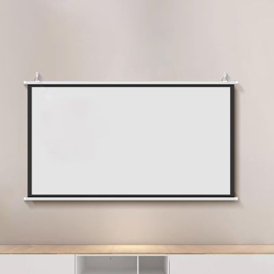 Pull Down Projector Screen 60/72 Inch, Wall & Ceiling Mounted HD Projection Screen 16:9 Ratio, for Home Cinema Theater Presentation Education Outdoor Indoor Public Display, 2 Styles(White Fiberglass,7