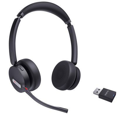 Yealink WH64 Hybrid DECT& Bluetooth Wireless Headset,492ft Range Dual UC Zoom Headphones with DECT Dongle, 3X Noise Cancelling Mic, 32HTalk Time, Office Work Portable Headsets for PC,Cellphone,Laptop