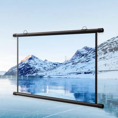 Portable Projector Screen HD 16:9 Frameless Video Projection Screen Home Office Projector Screen Wall-Mounted Manual Manual Pull Down Screen Movie Screen for Outdoor Indoor, 4 Styles(Gray fiberglass,3