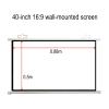 Projector Screen Pull Down Wrinkle-Free Screen, Simple Hangable HD Projection White Screen, 16:9/4:3 Projections Movies Screen Wall Mountable for Home Theater Office Party Classroom(16:9,40") view 2