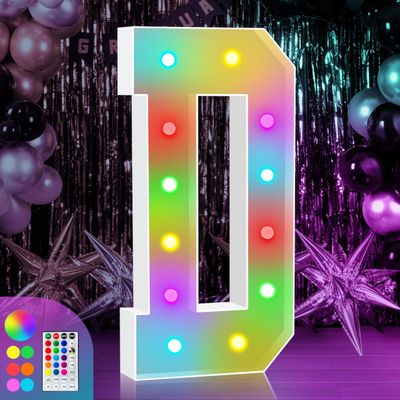 4FT Colorful Marquee Light Up Letters - Large Name Letters, Marry Me, Baby, Love - 18 Color Modes with Remote