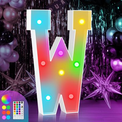 3FT Colorful Marquee Light Up Letters - Large Name Letters, Marry Me, Baby, Love - 18 Color Modes with Remote
