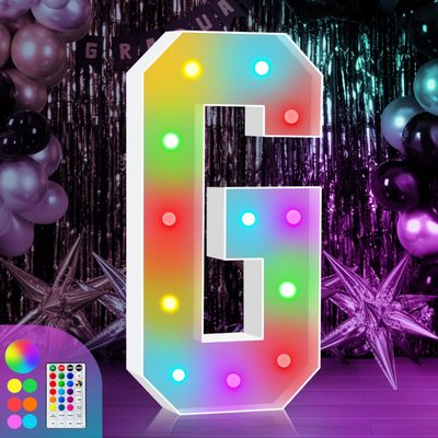 4FT Colorful Marquee Light Up Letter G, Large Name Letters, Marry Me Letters, Baby Letters, Love Letters Light Up Sign for Wedding Party Decoration, Cardboard Letters, 18 Color Modes with Remote