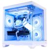 HOENGAGER Panorama Gaming PC Desktop - AMD Ryzen 7 5700X 3.4 GHz, RX 6500XT 4GB, 32GB DDR4 RAM 3200, 1TB M.2 PCIE SSD, 650W PSU, 240mm AIO,Windows 11 64-bit Desktop Computer, White view 2