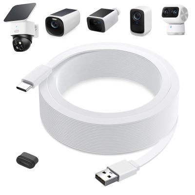 25ft Power Cable for eufy SoloCam S220/S340, C210, Power Extension Cable for eufyCam 3/S330, 3C/S300, Weatherproof Flat Charging Cord for eufy Indoor Cam S350/C220/C210, Indoor Outdoor Use