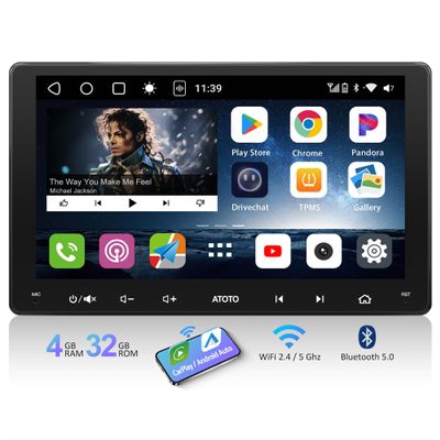 ATOTOLIFE S8 8-Core 9inch 4G+32G Android Double Din Car Stereo, Wireless CarPlay & Android Auto, 4G LTE/WiFi&BT&USB Tethering, 1280 * 720 QLED Touchscreen, Dual Bluetooth, GPS Tracking, SCVC&VSV
