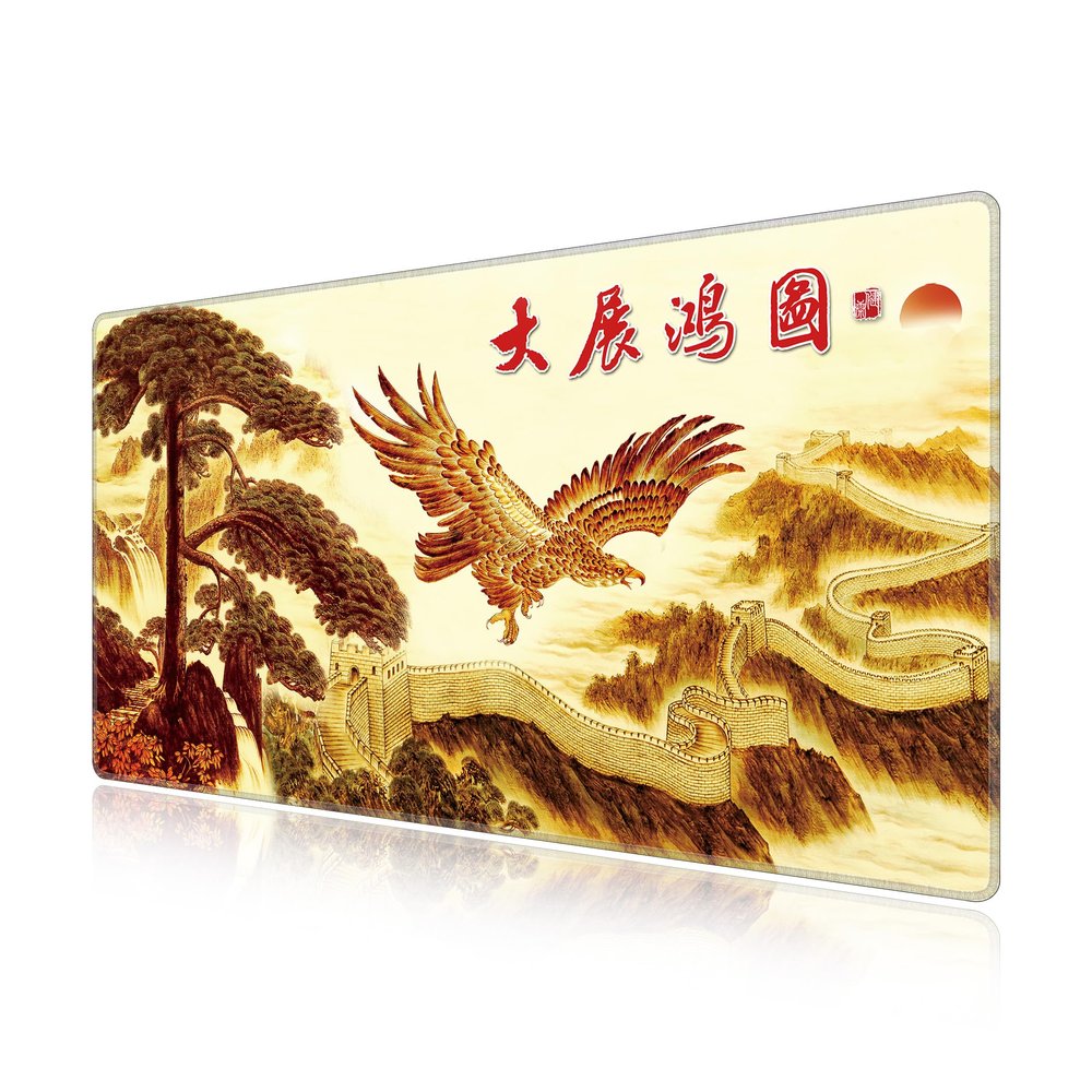 LL-COEUR Pattern Long Waterproof Mouse Mat 35.4"x19.6"x0.12", Laptop Pad Extended Office Desk Pad with Stitched Edges (35.4x19.6x0.12inch, Eagle)