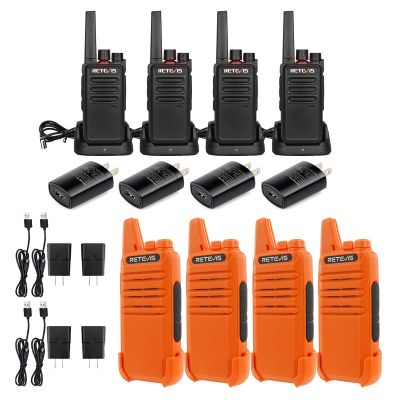 Retevis RT68 Walkie Talkies for Adults, 2 Way Radios Long Range, Hands Free (4 Pack) Bundle with RT22 Rechargeable Walkie Talkies, Long Range Two Way Radio for Adults(4 Pack, Orange)