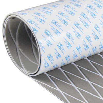 OCEANBROAD CNC Cut Boat FlooringSelf-Adhesive, 96''x15'' Gray/WhiteLines