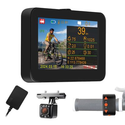 VSYSTO Bicycle Rear View Camera, Waterproof Bike Mirror Camera with 4.3 Inch HD Display Screen, GPS, Wired Controller, Infrared Night Vision Lens, Temperature and Calorie Display, Loop Recording