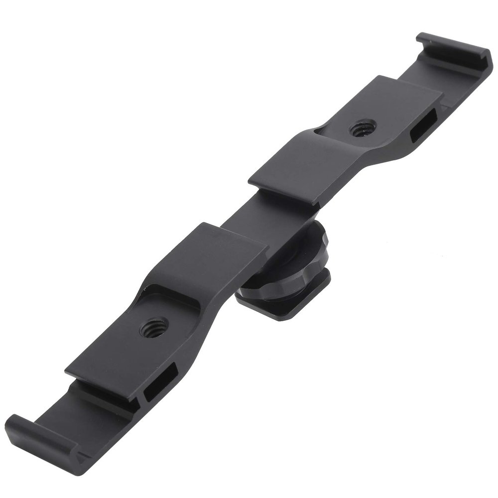 Holigie Cold Shoe Mount, Cold Shoe Mount Adapter Aluminum Triple Ended Bar Bracket with 1/4 Screw, Cold Shoe Extension for Camera Microphone LED Light