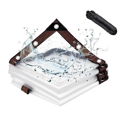 Malockos 6.6X6.6 FT Clear Waterproof Tarps For Patio,For CoveR1ng Henhouse Porch Canopy Plant Camping - (Color: Transparent)