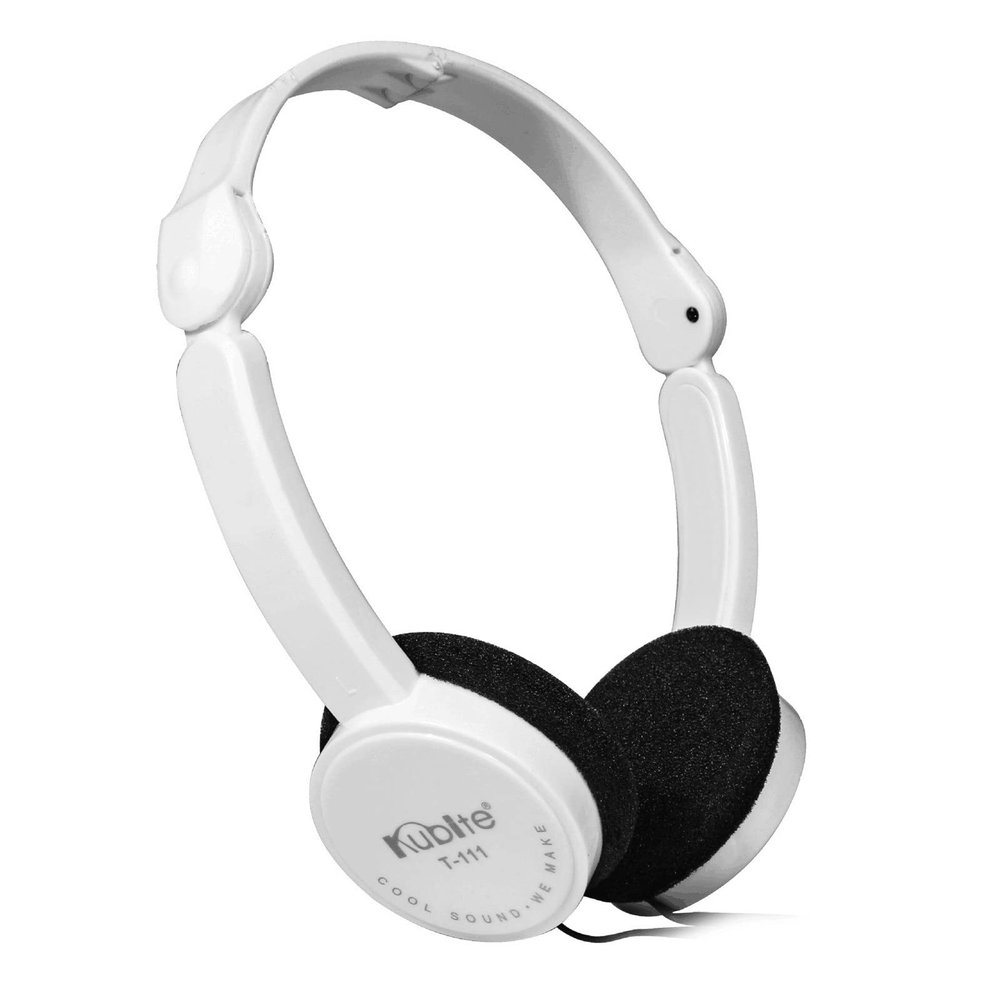 DirectNine Basics Kids Headphones - Wired Foldable On-Ear Headphones, Soft Ear Cushion, Volume Limit, 3.5mm Audio , Portable Wired Headset for School/Tablet/PC,   , White