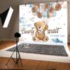 12x8ft Bear Baby Shower Backdrop Cartoon Balloons Pink Blue Clouds Photography Background We Can Bearly Wait to Meet You Banner Decorations Boy Girl Birthday Party Portrait Photo Booth Props view 3