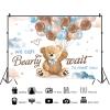12x8ft Bear Baby Shower Backdrop Cartoon Balloons Pink Blue Clouds Photography Background We Can Bearly Wait to Meet You Banner Decorations Boy Girl Birthday Party Portrait Photo Booth Props view 4