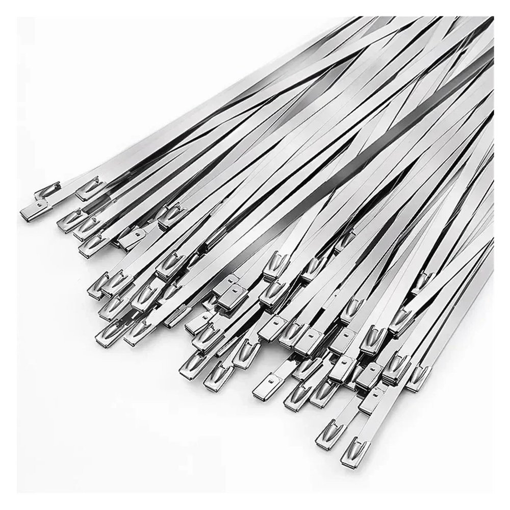 20-100Pcs Stainless Steel Cable Ties Exhaust Wraps Coated Locking Heavy Duty Multi-Purpose Self-Locking Metal Cable Wire Zip Tie(4.6x300mm,60PCS)