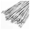 20-100Pcs Stainless Steel Cable Ties Exhaust Wraps Coated Locking Heavy Duty Multi-Purpose Self-Locking Metal Cable Wire Zip Tie(4.6x300mm,60PCS) view 1