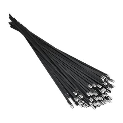 100Pcs 304#Stainless Steel Metal Black Cable Ties Self-locking High Temperature Resistance Oxidation Resistance 4.6mm Ties(4.6x150mm)