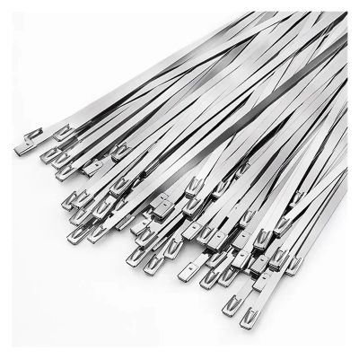 20-100Pcs Stainless Steel Cable Ties Exhaust Wraps Coated Locking Heavy Duty Multi-Purpose Self-Locking Metal Cable Wire Zip Tie(4.6x200mm,60PCS)