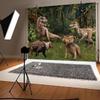 15x10ft Dinosaur Backdrop Tropical Jungles 3D Photography Background Forest Green Plants Banner Decorations Boys Kids Dino Theme Birthday Party Portrait Photo Booth Props view 3