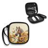 Pzuqiu Sunflower Horse Headphone Case Square Earbud Organizer for USB Cable Storage Portable Bluetooth Headset Case with Handle for Teens and Adults view 2