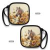 Pzuqiu Sunflower Horse Headphone Case Square Earbud Organizer for USB Cable Storage Portable Bluetooth Headset Case with Handle for Teens and Adults view 4